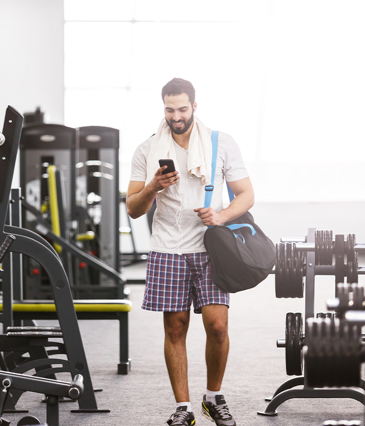 gym with phone